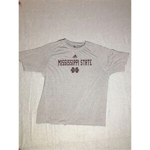 Mens Adidas Shirt Size XL Mississippi State Grey Maroon Logo Font Casual Classic